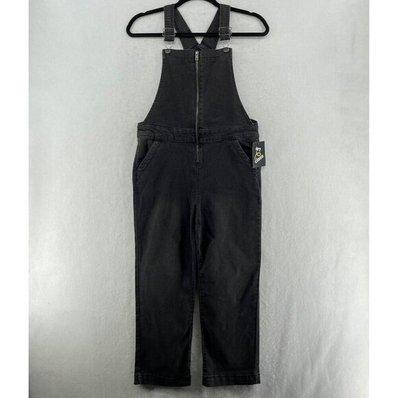 Art Class Girlfriend Overall Bib Girls L Black Denim Overalls With Front Zipper - Picture 1 of 13